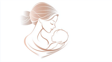 Minimalist mother and baby illustration in soft tones