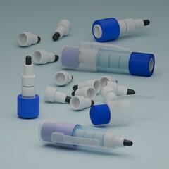 Scattered Stacking Pencils with Loose Refills on the Floor – 3D Render