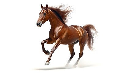 Obraz premium Fantasy horse with wings running against a white background die cut for creative imagery