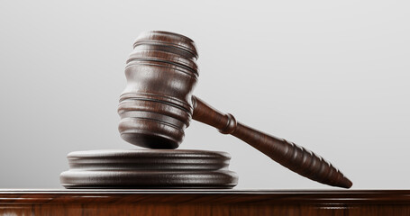 Gavel of Justice on Wooden Table. Law Legal System Crime Lawyer Concept