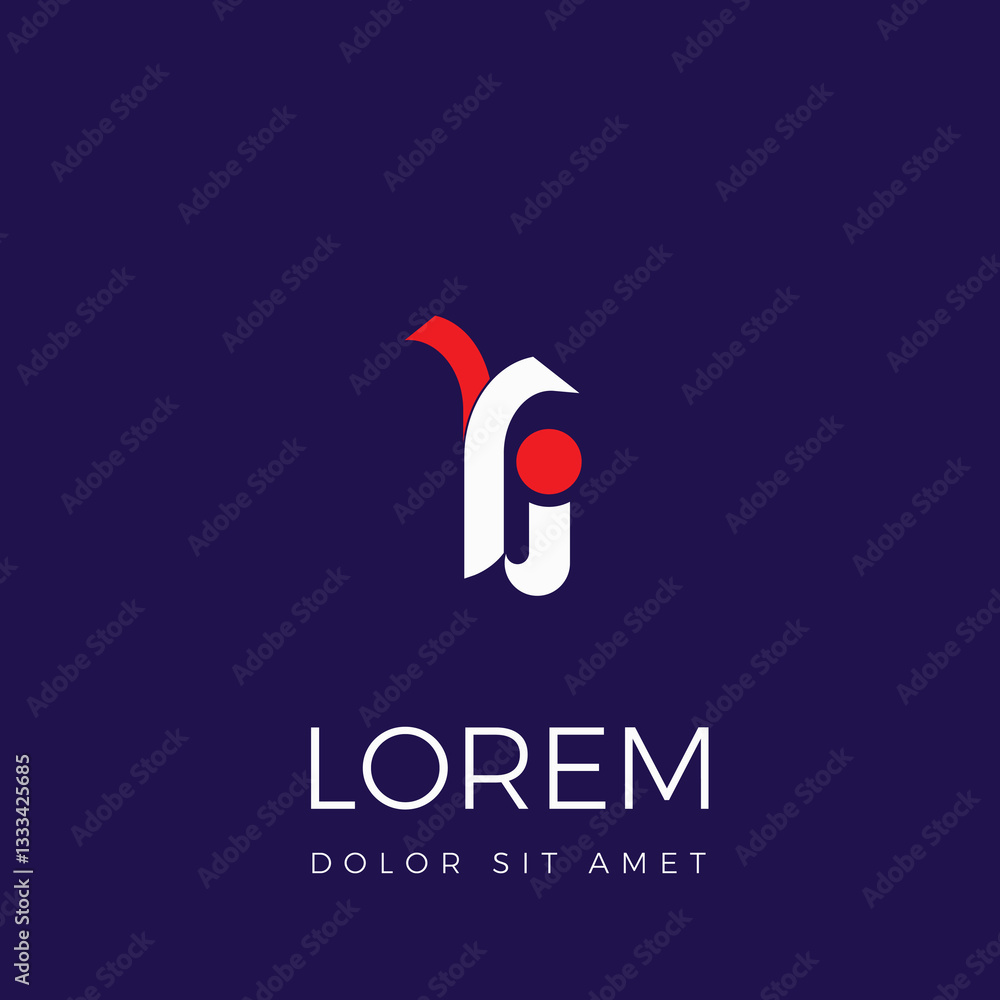 Poster simple vector yi initials logo