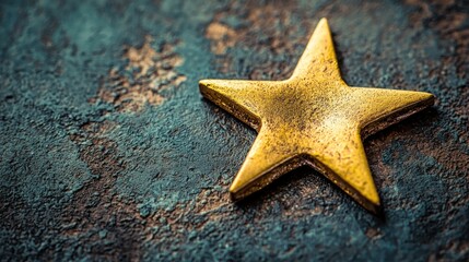 Golden Star on Rustic Background: A Symbol of Excellence