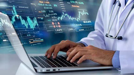 Healthcare Professional Analyzing Financial Data - Powered by Adobe