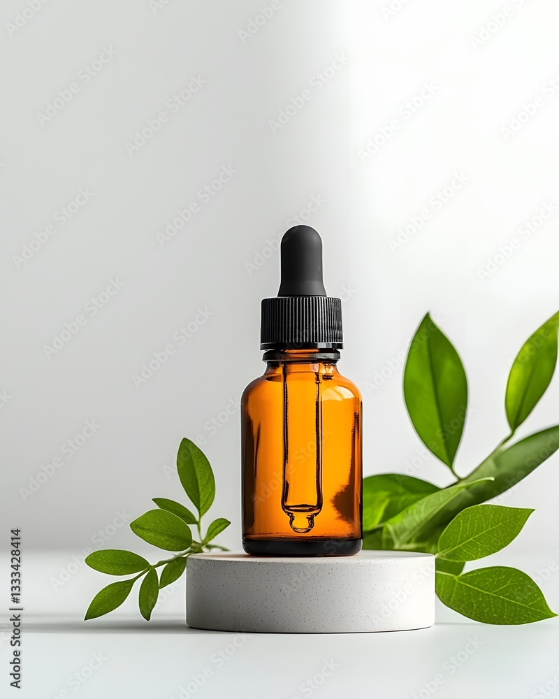Aufkleber expertly crafted amber hued glass dropper bottle precisely angled to cast alluring patterns of illum