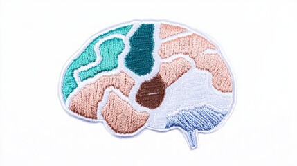 Embroidered Brain Patch Badge  AI Design  Logo  Intelligence  Innovation