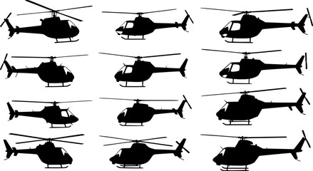 helicopter silhouettes - vector
