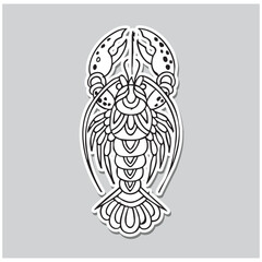 Old School Shrimp Outline Design