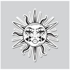 Mystical Sun Outline Minimal Design