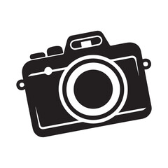 Photo camera icon, simple digital icon. Black linear icon with editable stroke on white background
