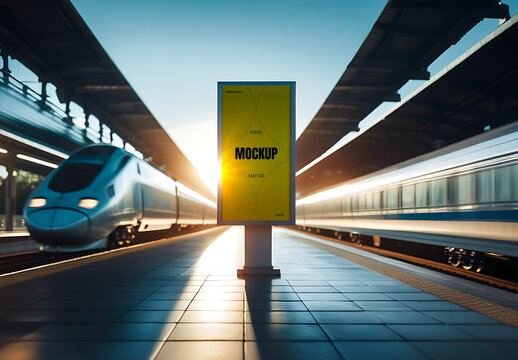 Citylight Poster Advertising Billboard Mockup Generated with AI