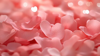 Obraz premium Pink Flower Petals Forming a Heart Shape Soft Lighting and Bokeh Background