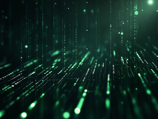 A glowing neon green digital code, data from the Matrix, black background, digital and abstract aesthetic, high-tech