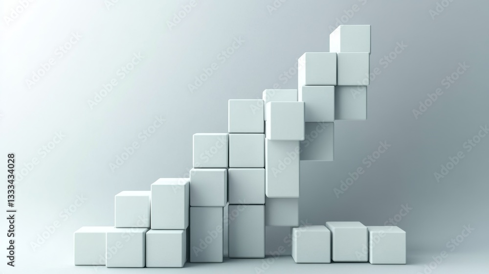 Poster clean and modern 3d blocks ascending in a minimalist style