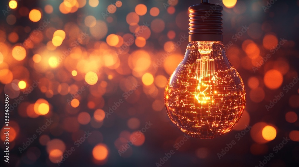 Aufkleber glowing digital idea with high-tech circuits in 3d render