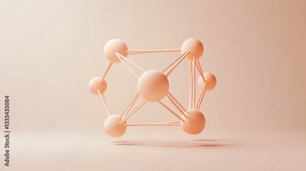 Poster minimal 3d network connection icon symbol on soft background