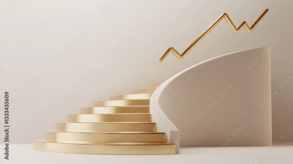 Poster simple elegant 3d rendered stairs with growth graph design