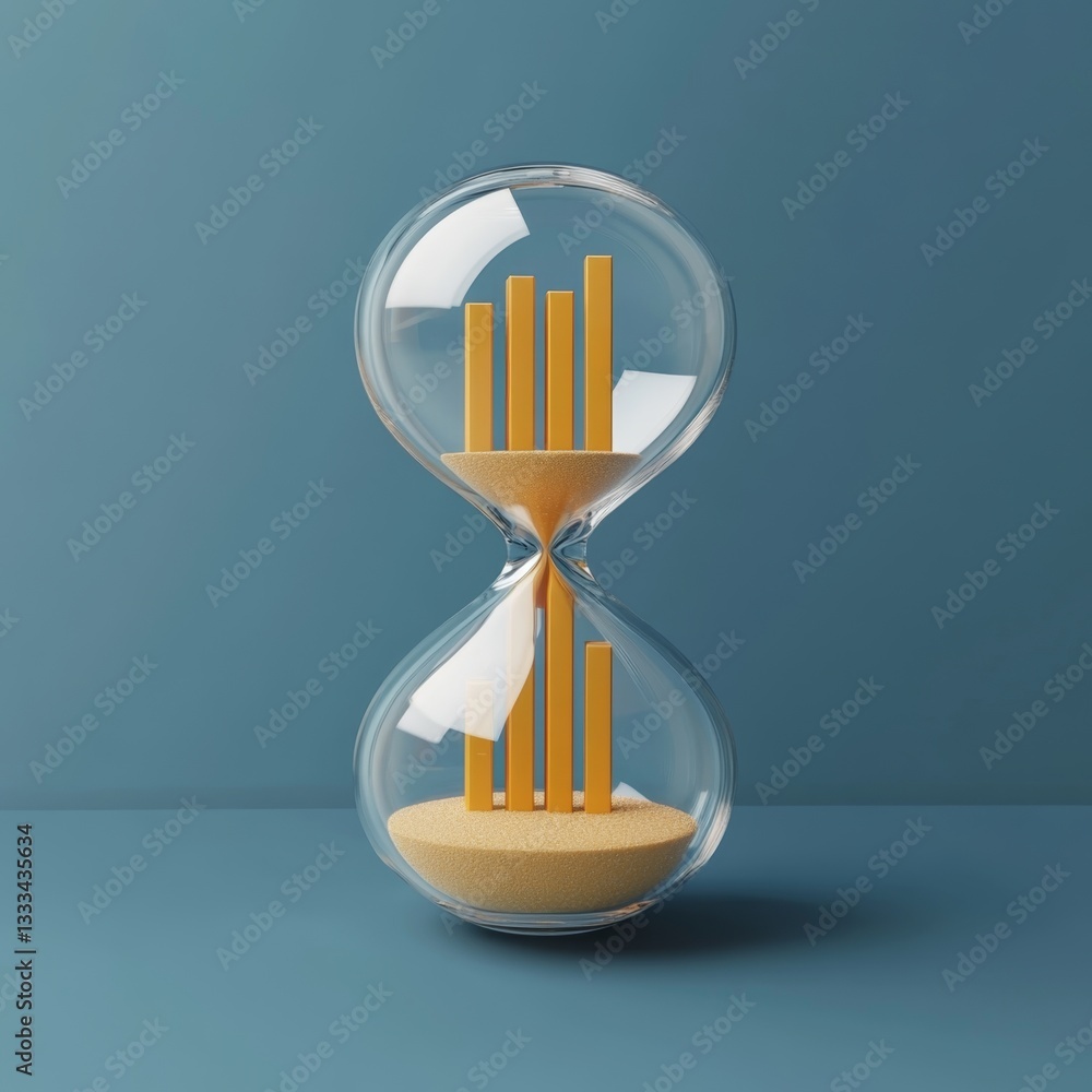 Poster simple yet elegant 3d render of hourglass icon on soft background