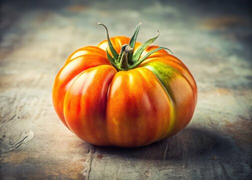 Vintage Photo of Heirloom Gargamel Tomato Isolated on White Background
