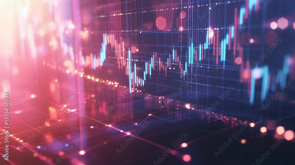 Poster sleek dynamic 3d render of rising stock market trends visualization