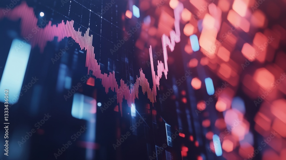 Poster dynamic 3d render of rising stock market graph with sleek design