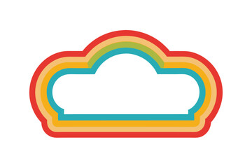 Colorful Rainbow Cloud Shape Graphic retro  t-shirt design. 