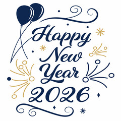 Obraz premium Decorative Festive Happy New Year 2026 Artwor