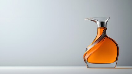 Captivating close up photograph showcasing an elegant amber glass dropper bottle with its sophisticated curves and premium against a plain white backdrop for a clean bright and airy interior effect