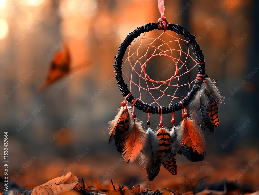Poster captivating dreamcatcher with a soft pink ribbon a reminder of the power of intention and transforma
