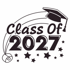 Elegant Senior Class 2027 with Cap and Stars