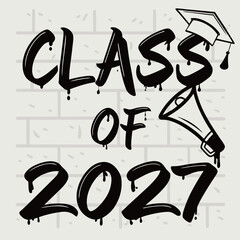 Distressed Spray Paint Class of 2027 Vector