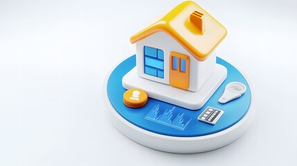 Real estate investment insights home model display digital graphic modern environment close-up view property market trends