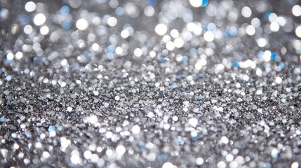Silver glitter bokeh background texture