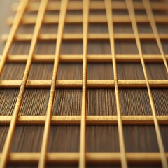 Golden strings of musical instrument with intricate details and warm tones