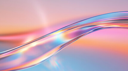 Smooth, colorful wave of light reflecting vibrant hues in soft tones