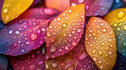 Autumn Leaves with Dew Drops