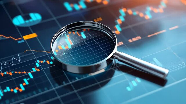 Magnifying Glass on Stock Market Chart