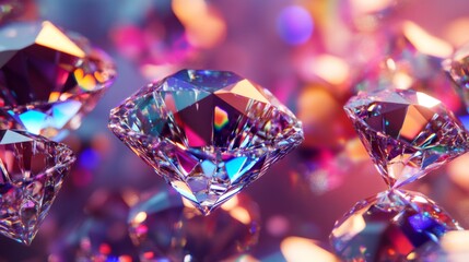 Sparkling Diamonds Shimmering in Vibrant Hues