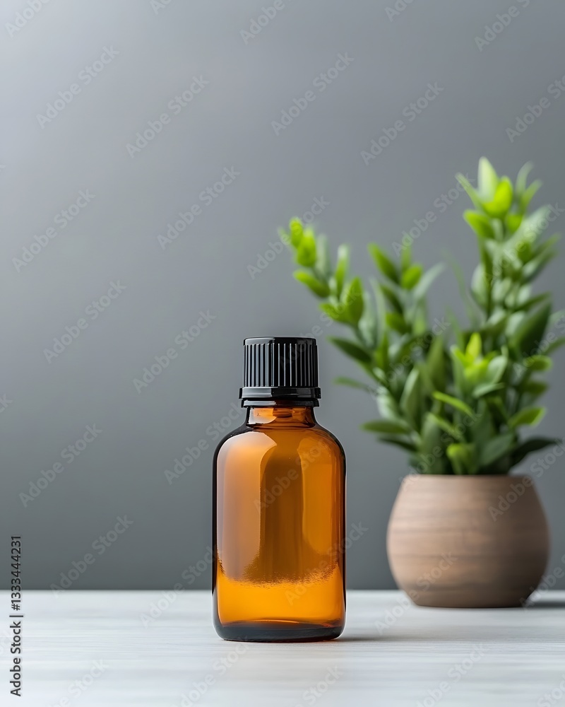 Aufkleber delicate amber glass dropper bottle with smooth contours and subtle curves creating a visually appea