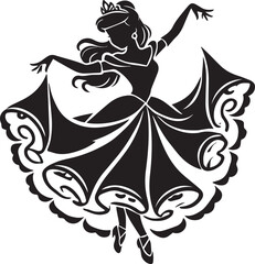 vector illustration of a dancing woman, dancing woman icon, dancing woman silhouette vector black and white