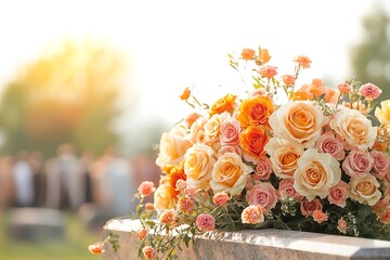Sunset Roses for Cemetery Memorial.