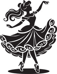 vector illustration of a dancing woman, dancing woman icon, dancing woman silhouette vector black and white
