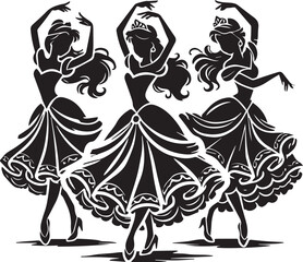 vector illustration of a dancing woman, dancing woman icon, dancing woman silhouette vector black and white