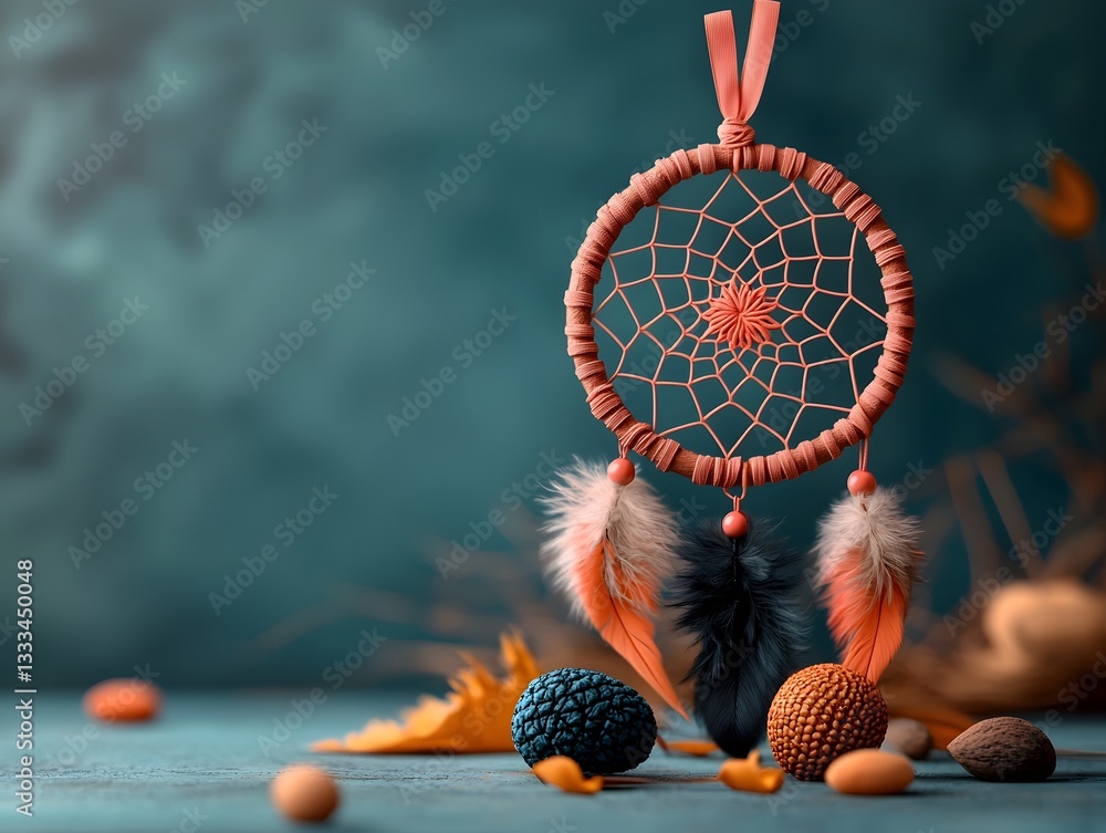 Aufkleber dreamcatcher adorned with a delicate pink ribbon reflecting the beauty in vulnerability and resilien