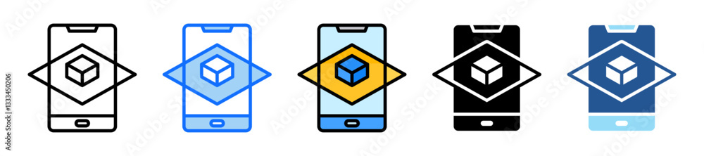 Poster augmented reality icon set multiple style collection