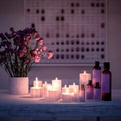 Tranquil Spa Candles for Flowers, Oils.