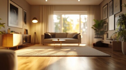 Fototapeta premium Cozy Modern Living Room with Natural Light and Earthy Tones
