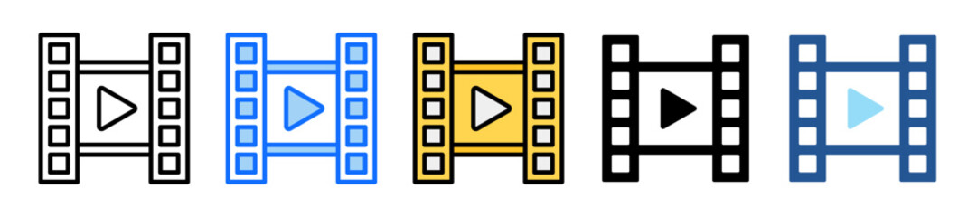 Film Strip Icon Set Multiple Style Collection