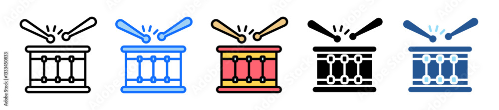 Poster drum icon set multiple style collection