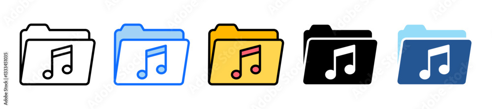 Poster folder icon set multiple style collection