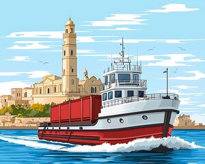 Tugboat Shipping Coastal City.